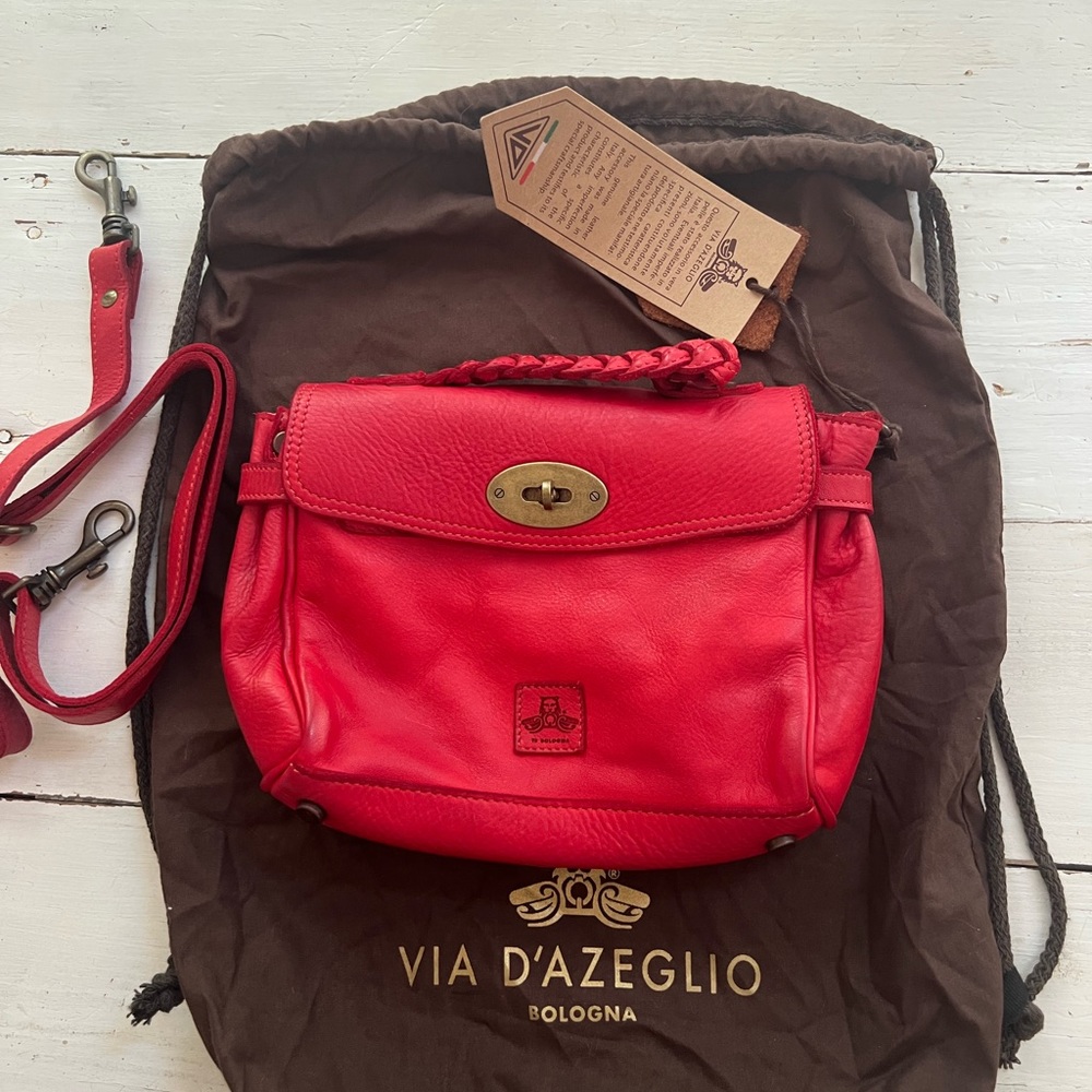 Gorgeous VD Bologna red Italian leather bag! NWT!